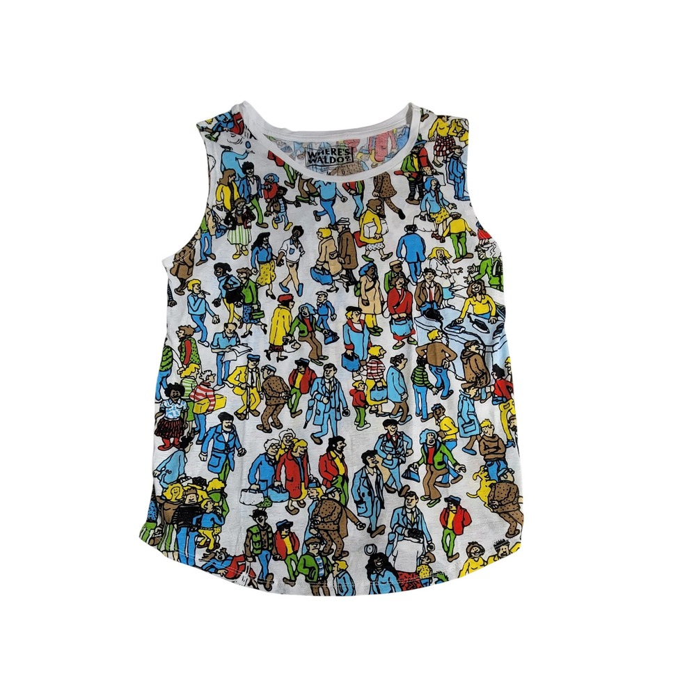 Wheres Waldo All Over Print Sleeveless Tank Top Mens Medium Multicolor Retro